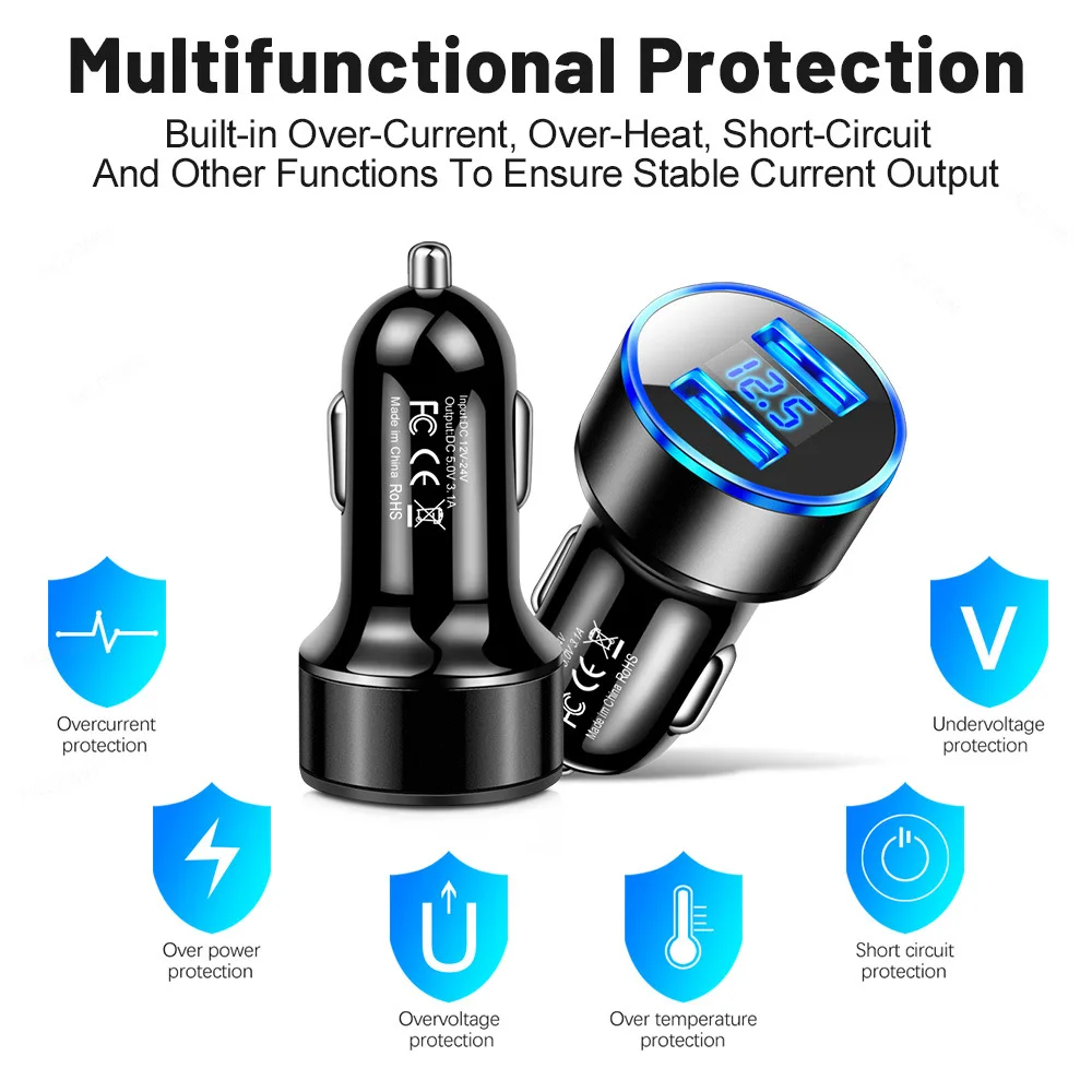LED Digital Display Car Charger Fast Charging Aluminum Alloy Multifunctional Flash Charging Universal Mobile Phone For iPhone 17 view 5