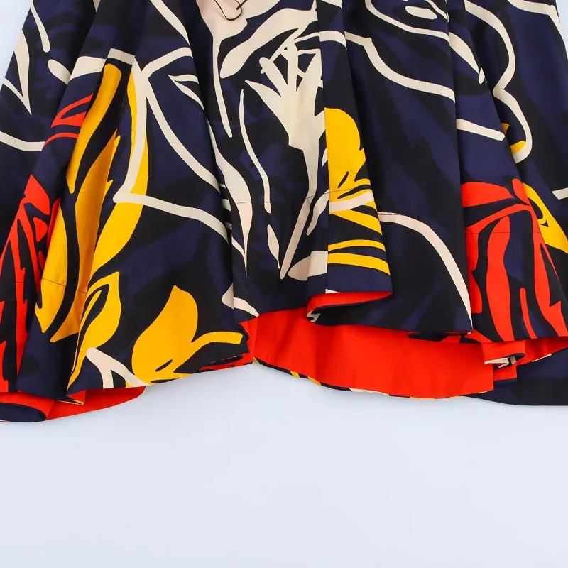 MUJER falda estampada para mujer, faldas por debajo de la rodilla drapeadas asimétricas para mujer, falda en capas de cintura media, falda larga de fiesta de verano para mujer