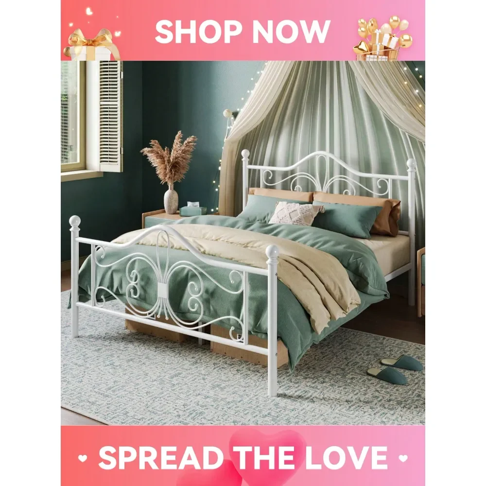 

Кровать-платформа Twin Full Queen King Size для детей, металлический каркас кровати с изголовьем и изножьем с рисунком бабочки, без основания.