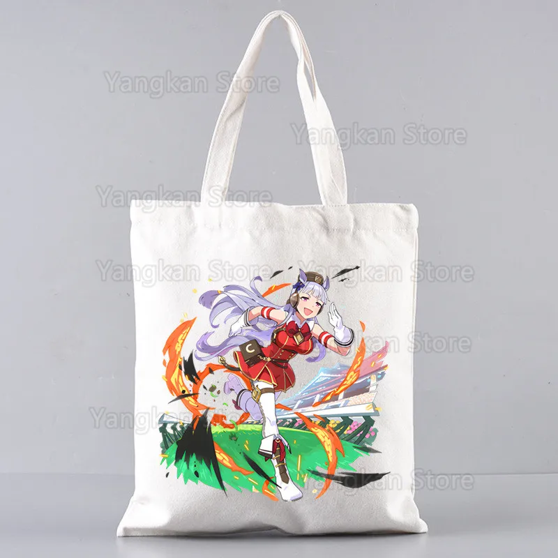

Umamusume Canvas Shopping Bag Letters Print Female Cloth Shoulder Bag Eco Handbag Tote Reusable Grocery Shopper Bags