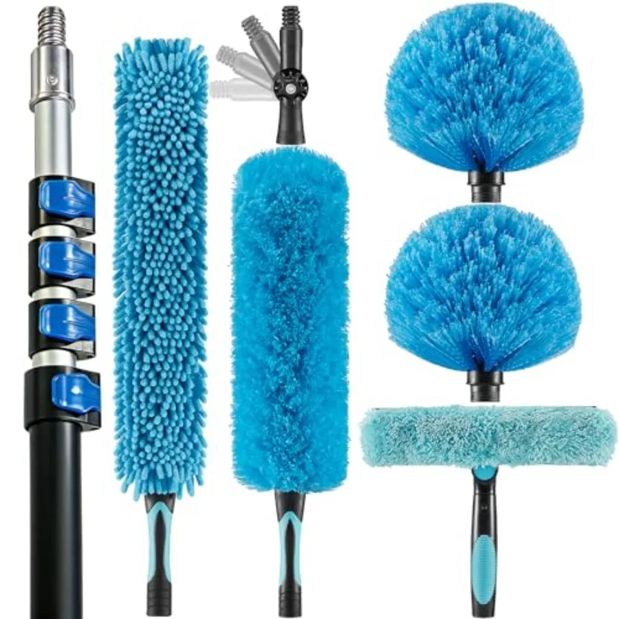 

Набор для чистки потолочных вентиляторов высотой 25 футов: удлинительная штанга 6-1 фута, многоразовый очиститель от паутины и пыли, скребок для окон