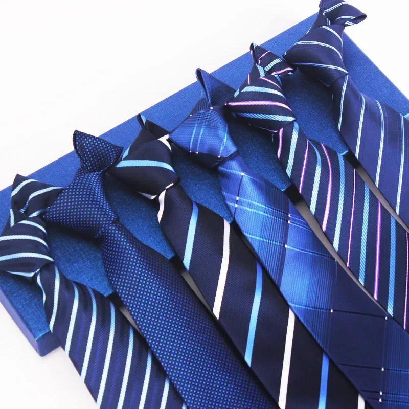 Men's Tie Business Formal Dress Wear Stripe Solid Colors Zipper Necktie Wholesale Gifts Slim Skinny Corbatas Accessories