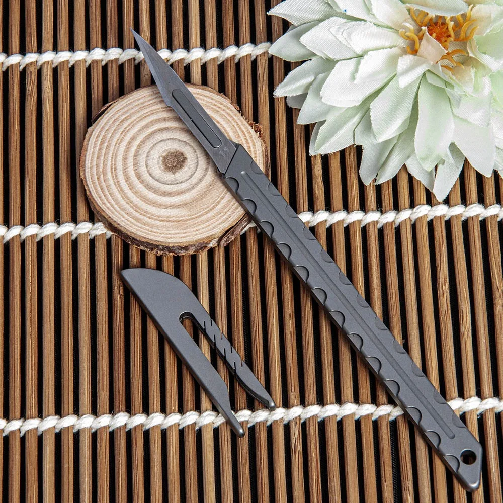 Cuchillo táctico titanio hoja reemplazable funda MOLLE - imagen 3