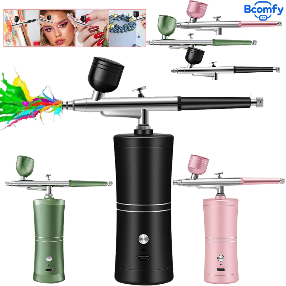 Airbrush Nail with Compressor Mini Rechargeable Airbrush with Compressor for Nails Art Painting Multifunctional Oxygen Injector