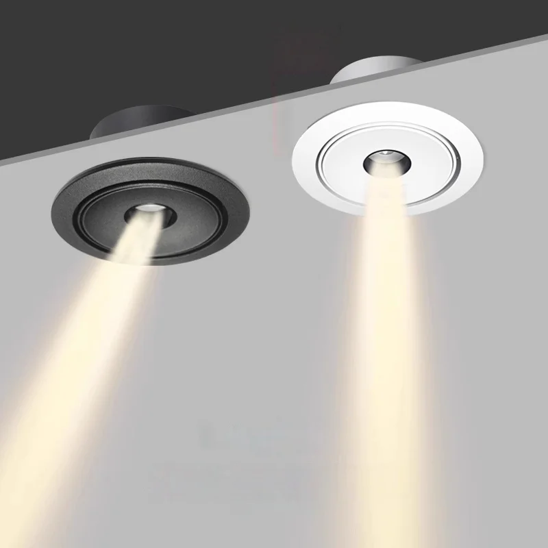 Recessed LED COB Embedded Ceiling Lamp Fixture Downlight Focus Mini Spotlight Narrow Beam Angle 3°8°15°24° For Home Art Museum
