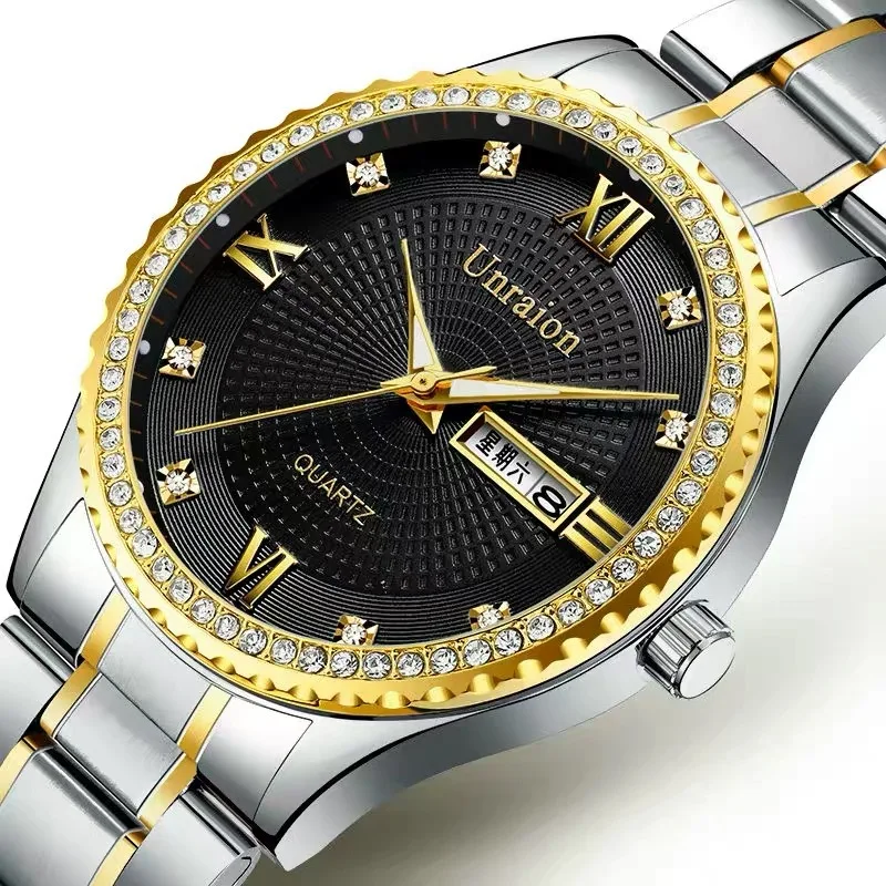 Relógio masculino luz noturna à prova dwaterproof água calendário semana novo estilo homem relógios de luxo relógio masculino numeral romano