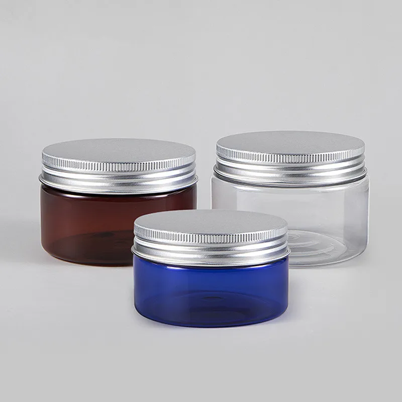 180pcs 100ml/120ml/150ml Round Clear Plastic PET Jar with Aluminium Cap Cream Storage Sample Cosmetic Packaging Container Pot