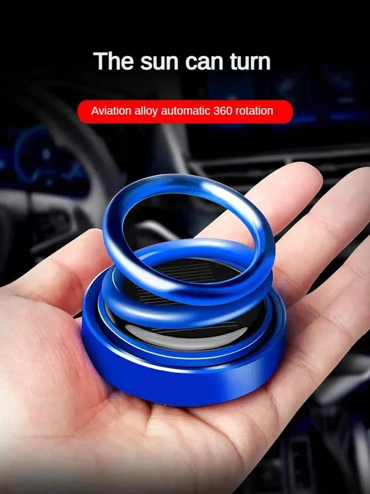 Car mounted aromatherapy solar double ring suspension rotating ornament creative car interior decoration