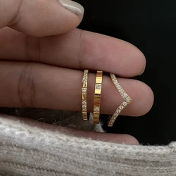 Cz stone pave wishbone rings for women stainless steel v shape rings waterproof jewelry minimalist dainty jewelry elegant 2023