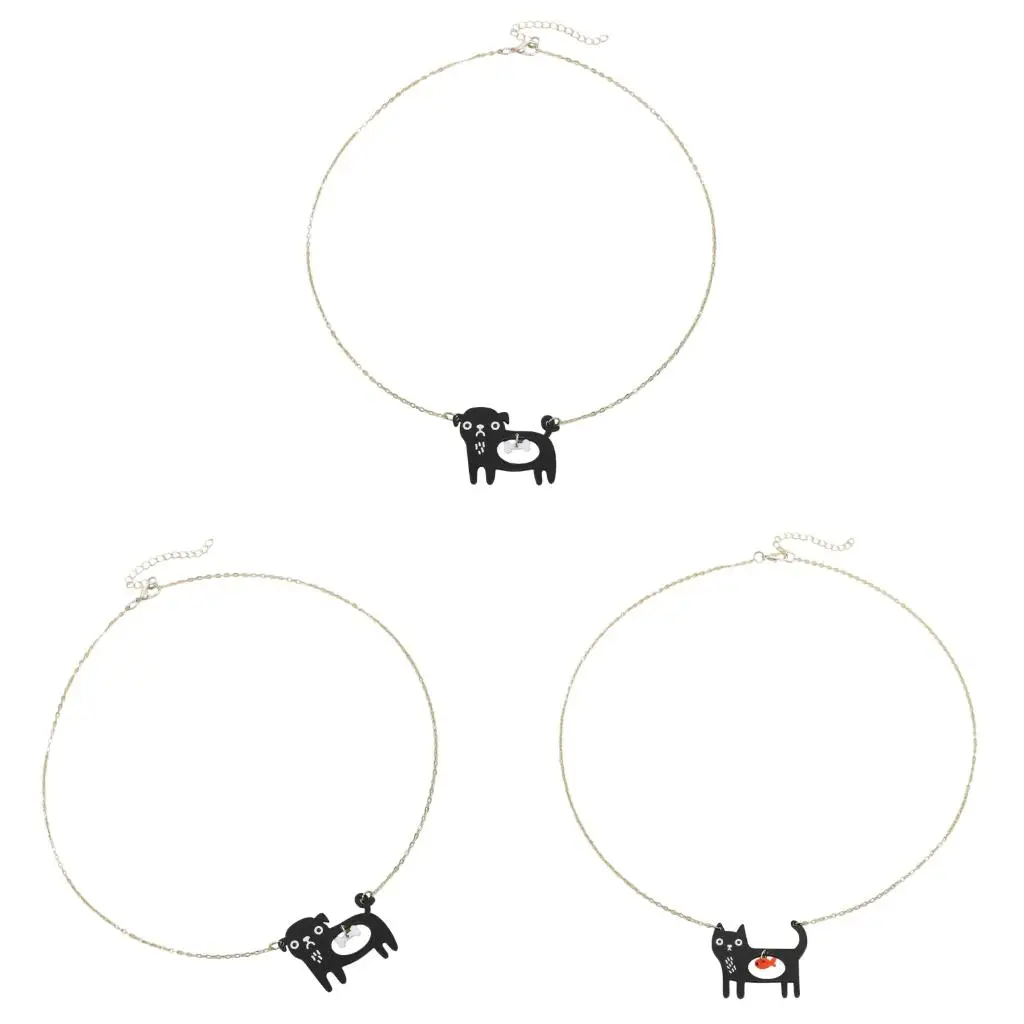  Delightful Animal Lover Necklace Neckwear Puss Fish Bone Alloy Acrylic Jewelry