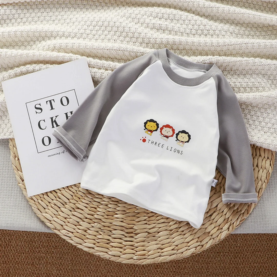 1-10 Jahre Herbst Kinder Fake-Zweiteiler Langarm-T-Shirt Baumwolle Gestreifte Oberteile für Jungen Mädchen Farbblockierung Warmes Kinder-Basis-T-Shirt – Detail 13