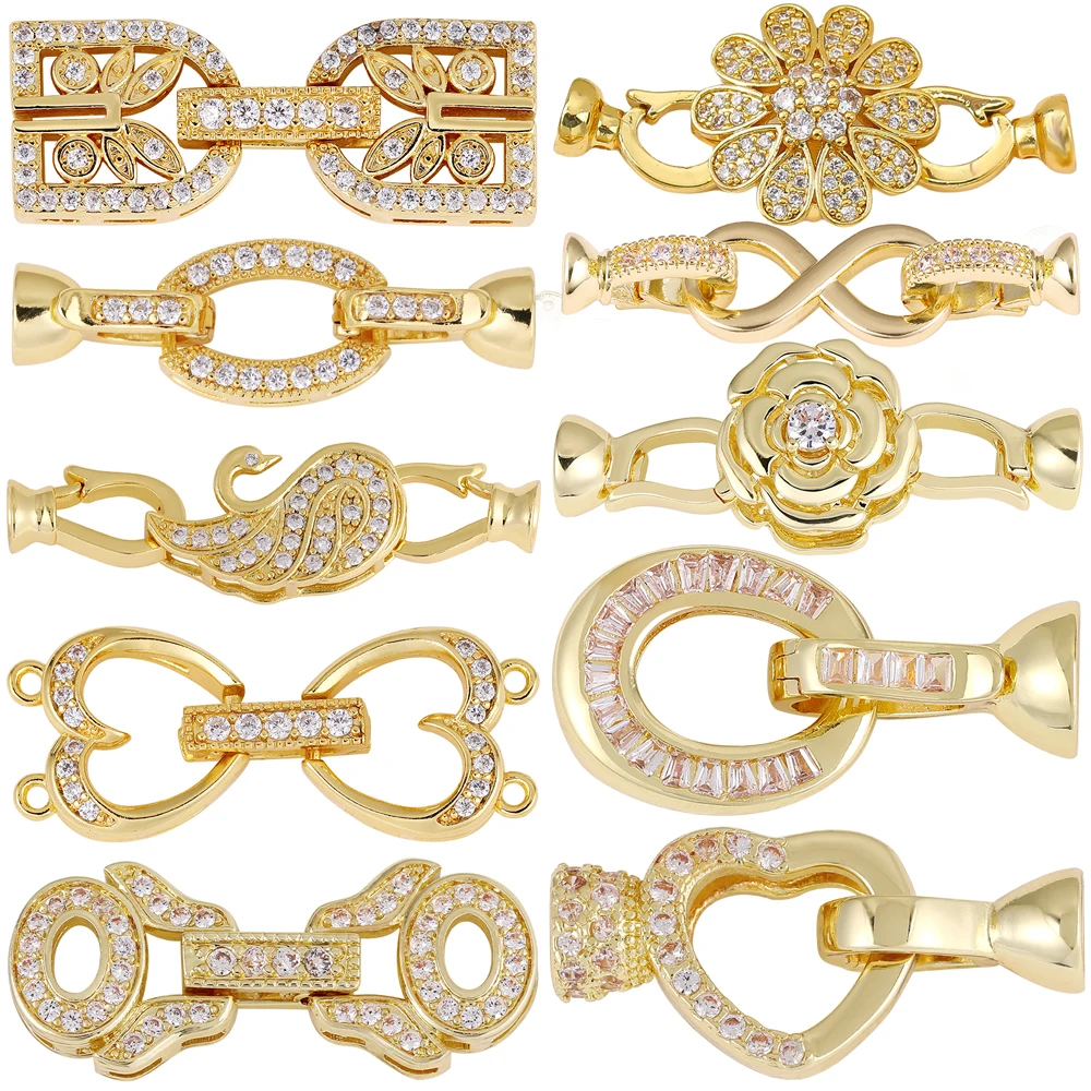 Juya – connecteurs de fermeture créatifs plaqués or véritable 18 carats, accessoires pour la fabrication de bijoux en perles DIY