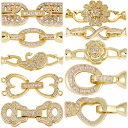 Juya Handmade18K Real Gold Plated Creative Fastener Connector Closure Clasps Accessories For DIY Beads Pearls Jewelry Making