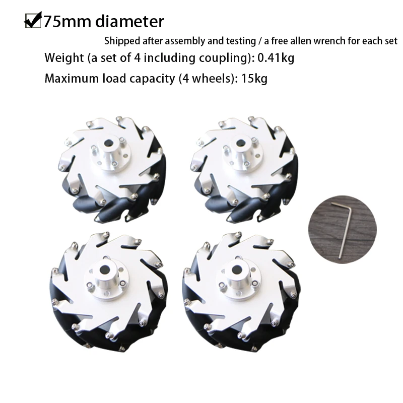 10kg last 60mm durchmesser alle-runde mecanum rad, verwendet für ros roboter auto chassis spielzeug teile ohne nut