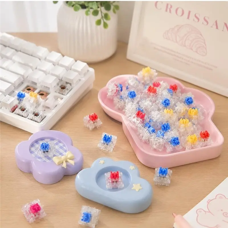AT82-90PCS Keyboard Clickers Set With Tweezers And Brush, Clickers For 3D Printing, Keyboard Switches 30Blue +30Yellow +30Red view 2