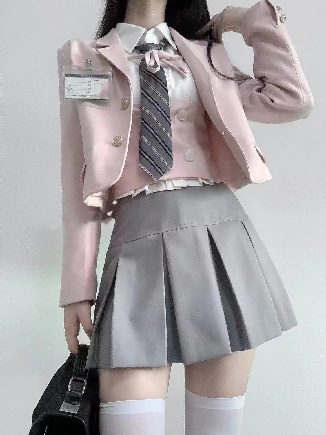 2023 Autumn 4 Piece Set Skirt Woman Japanese Sweet Suit Uniform Short Cardigan + Casual Shirt + Slim Vest + Fashion Mini Skirt