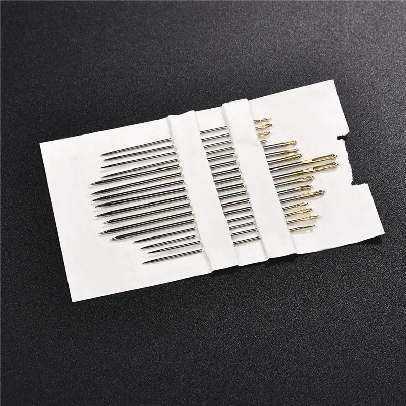 16pc/Bag Tail Gold Plated Hand Sewing Needles Large Eye Thick Sewing Up Needle Embroidery Mending Quilt Hand Sewing Combination