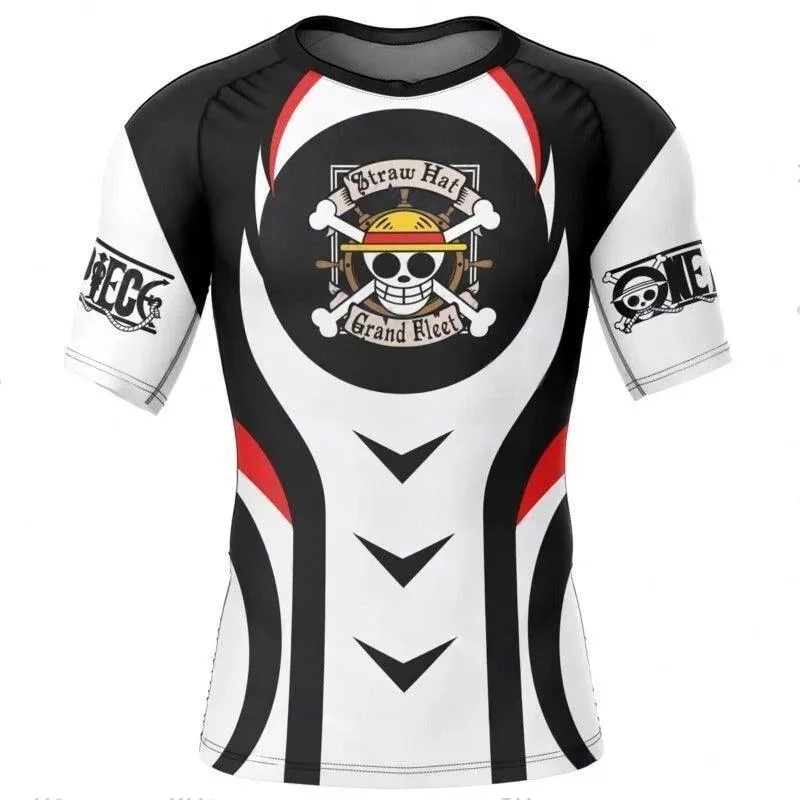 ドフラミンゴ サーフ服 BJJ MMA 男性用ラッシュガード 半袖 ダイビング Tシャツ タイト水着 夏 ビーチ フロートスーツ 女性用ジムトップス