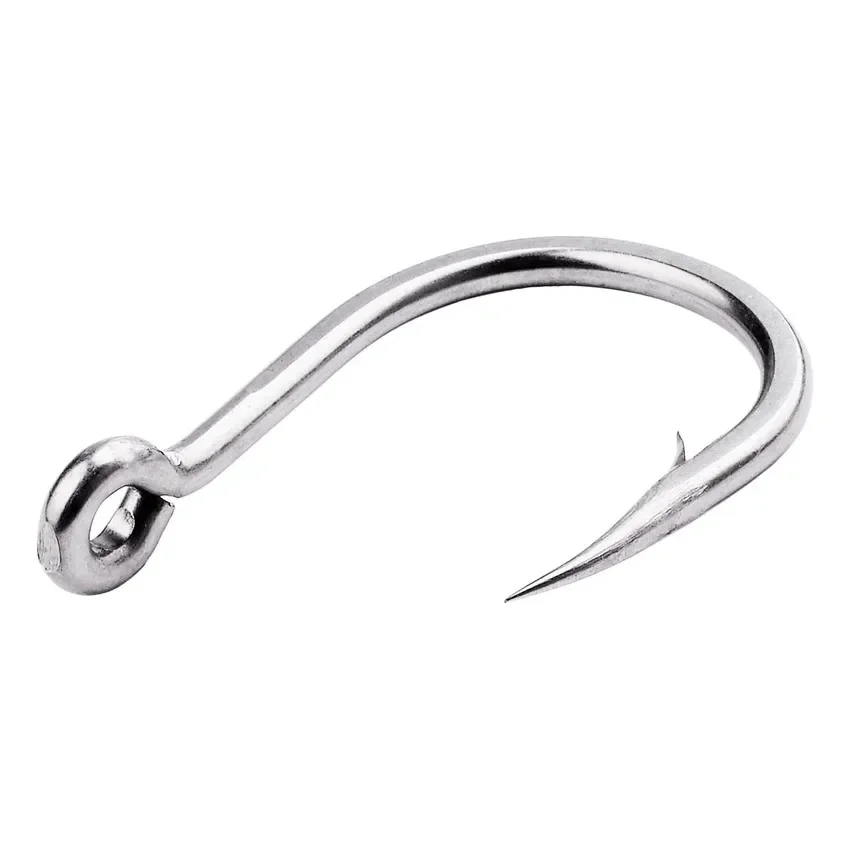 50pcs Fishing Hooks 1/0#-13/0# Offset Sport Circle Fishing Hook Chemically Sharpened Black White Color Stainless Steel Fishhooks