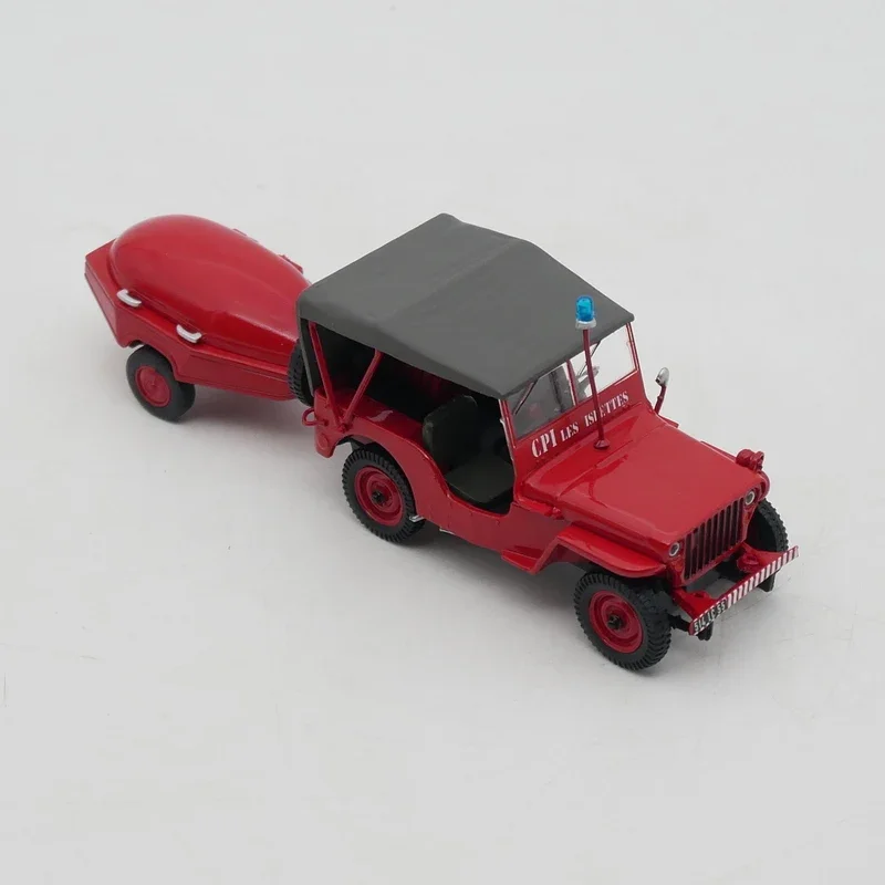 Diecast ixo 1:43 escala willys jeep reboque bomba motor de fogo francês liga modelo carro brinquedo colecionável presente lembrança exibição