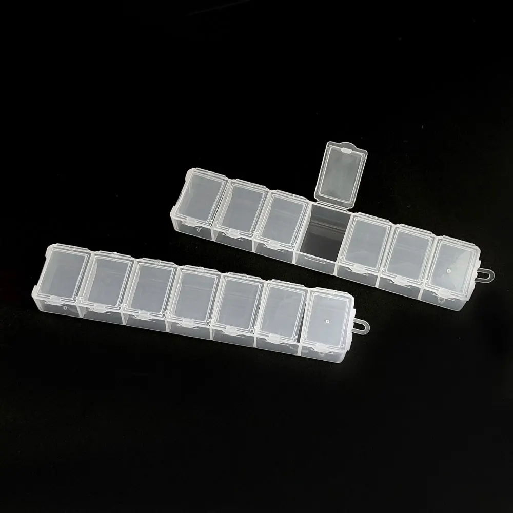 

2 шт., прозрачная пластиковая коробка для хранения с 7 отделениями, многофункциональная шкатулка для украшений, органайзер для хранения мелких предметов, шкатулка для украшений