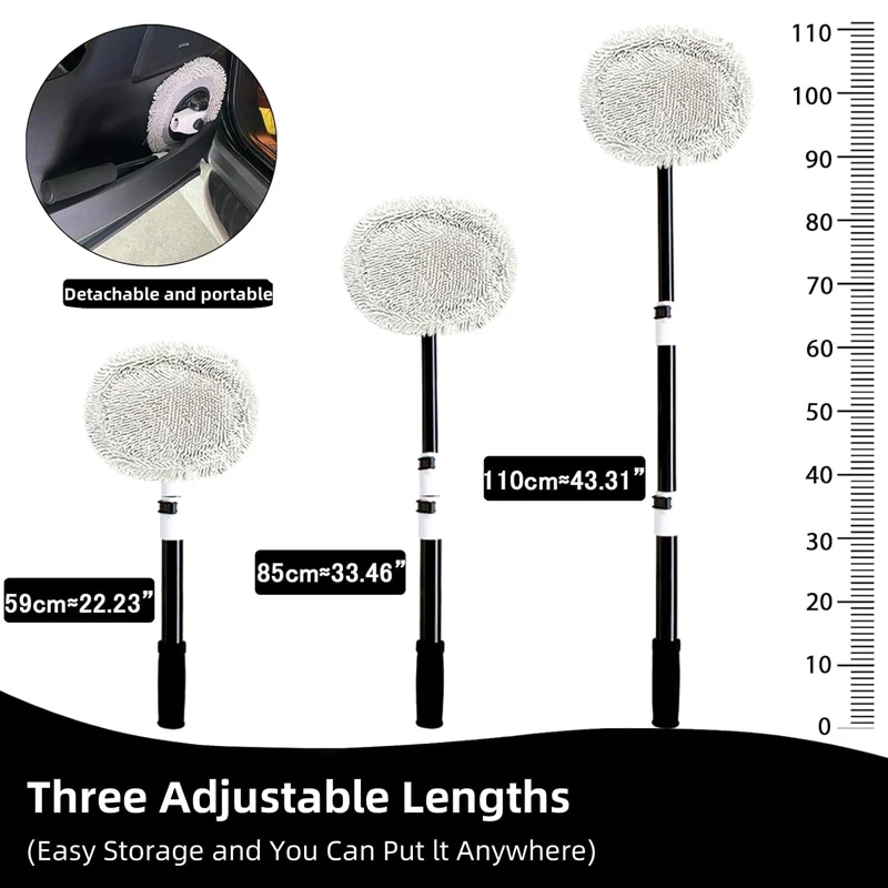 Auto Waschen Pinsel Auto Reinigung Pinsel Teleskop Langen Griff Mopp Weiches Haar Chenille Besen Universal Fenster Waschen Auto Zubehör – Detail 4