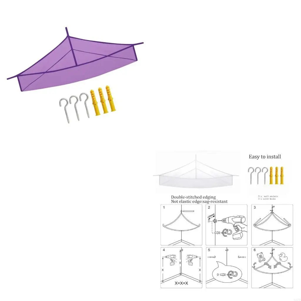 

Kids Toy Hammock Large Capacity Wall Mounted Storage Bag For Plush Toy Vehicle Breathable Easy Installation