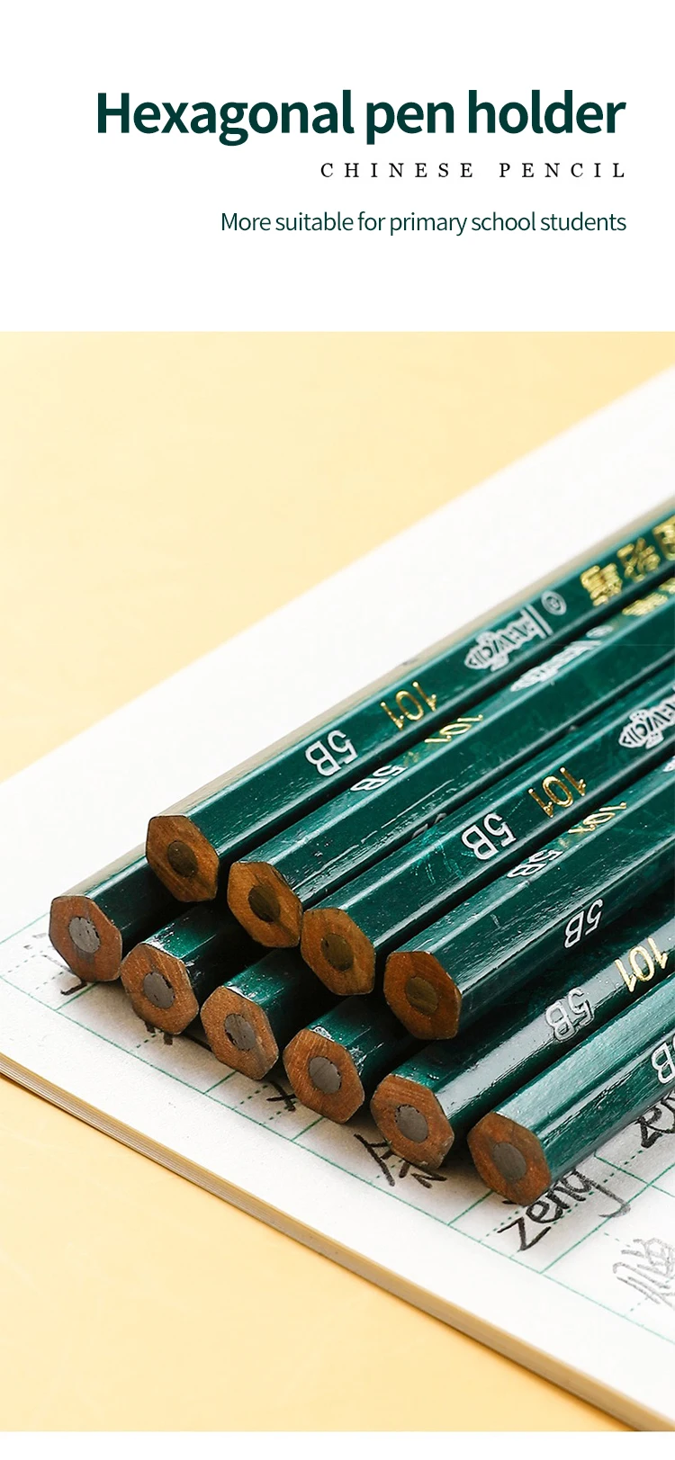 Schwarzer Skizzenstift, professioneller Holz-Zeichenstift, H/2H/3H/4H/5H/6H/HB 2/3/4/5/6/8/10/12B, Kunst-Briefpapier, 12 Stück – Detail 9