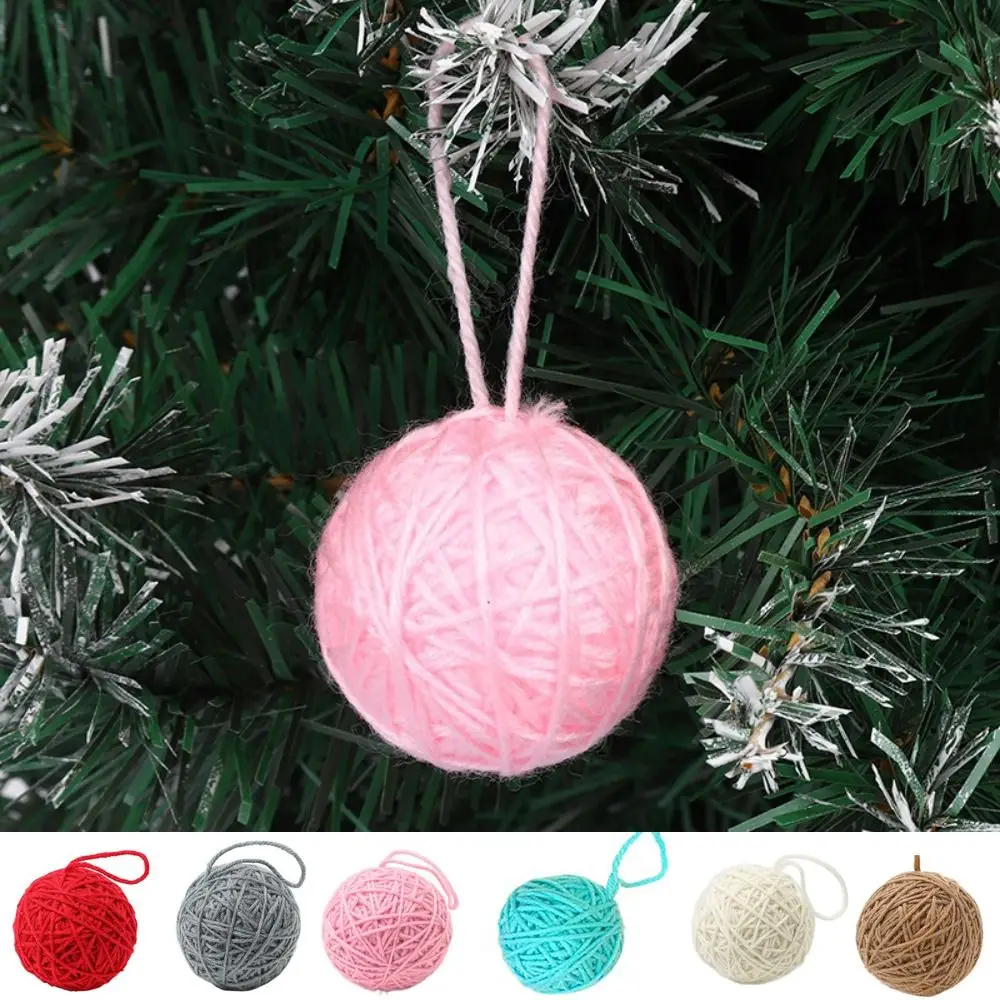 1.97 polegada bola de fio de natal mão-ferida colorida bola de lã de natal pendurado decorativo árvore de natal pingente casamento