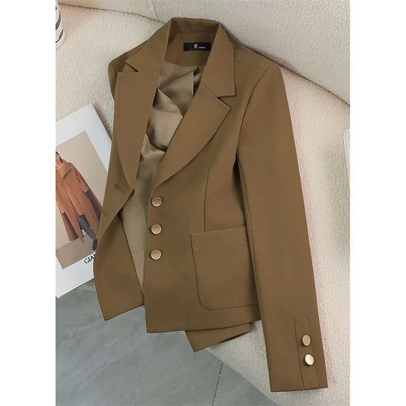 

Новый модный женский укороченный пиджак/блейзер весна-осень 2026: приталенный крой, корейский стиль, высокие оценки покупателей