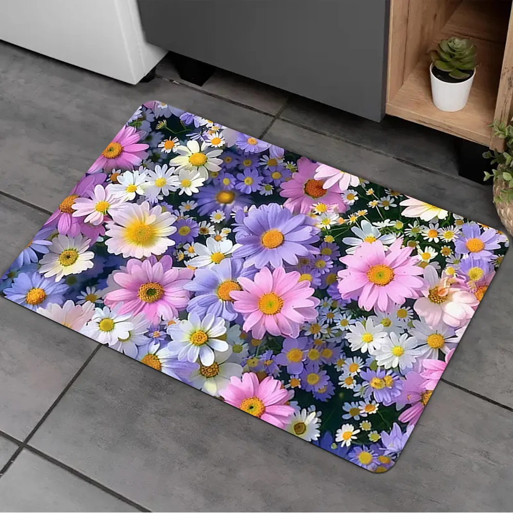 Sunny Garden Welcome Rug Easy Clean Water Resistant Mat Great Gift For Flower Lovers And Bright Home Entrance Protection