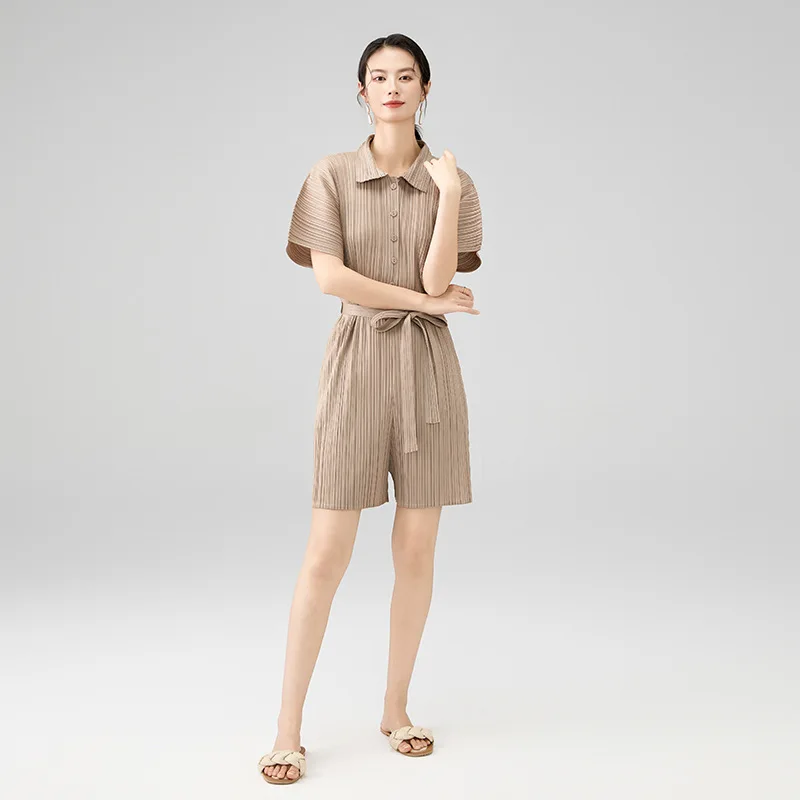 2025 Sommer Neutral Einfache Mode POLO Kragen Einreiher Kurzarm Overall Lose und Dünne Faul Stil