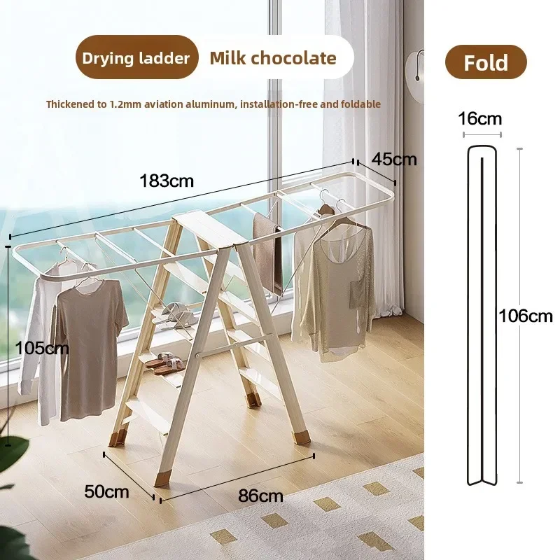 New model Internet Celebrity Aluminum Alloy Ladder Drying Rack Dual-purpose Household Folding Drying Ladder