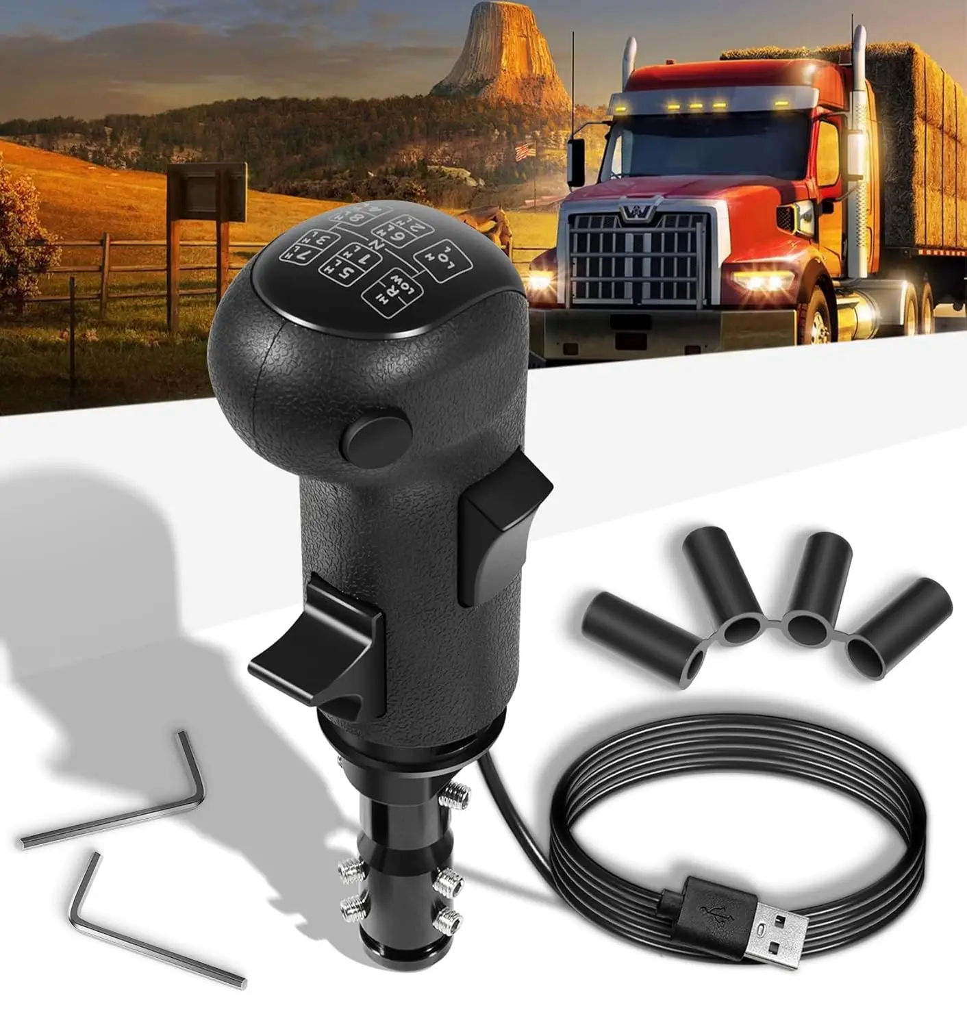 

USB-рукоятка переключения передач для симуляторов грузовиков (ATS и ETS2), совместимая с переключателями Logitech и Thrustmaster