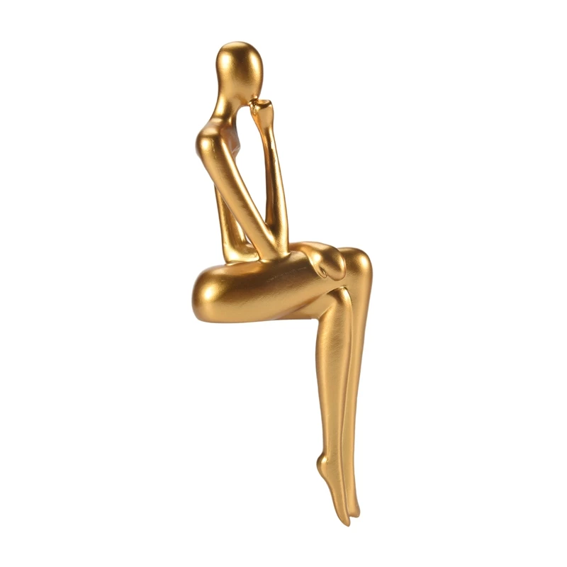 Gold Thinker Abstract Statue Home Office Decor