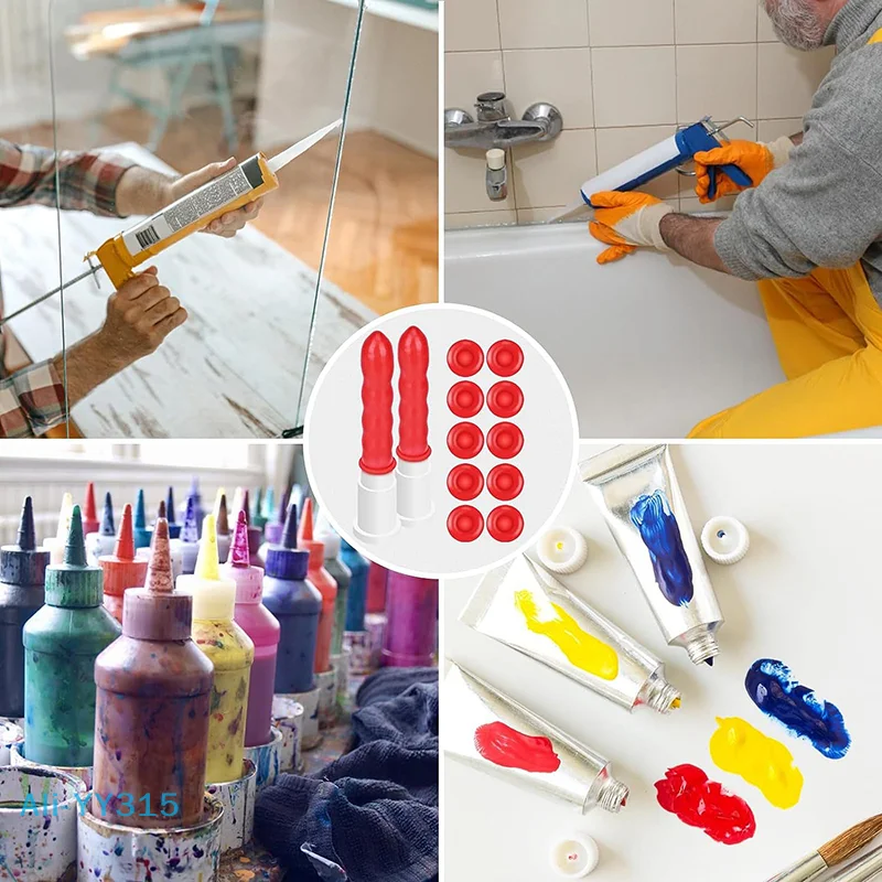 【Y】10 قطعة غطاء السد غراء الزجاج تلميح غطاء عازل برميل الغراء الفم الغطاء الواقي الأحمر السد توفير غطاء السد بندقية الفوهات غطاء