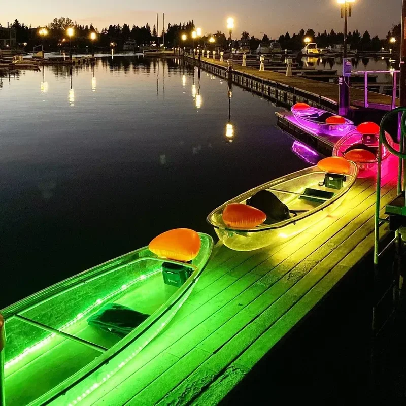 New Style Double Seats Clear Kayak LED Light Glass Bottom Transparent Kayak