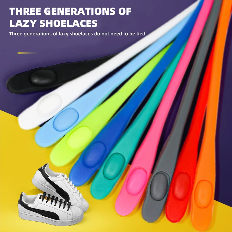 14pcs/Set Elastic Laces Creative Lazy Safety Silicone Laces Unisex Ladies Mens Shoes Accessories Laceles Laces Personalit Fashio