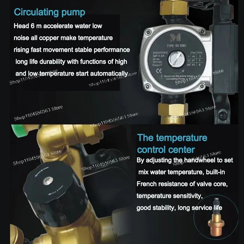 Underfloor Heating Mixing Center Circulator Pump with Temperature Control, Auto/Manual Mode for Radiant Floor Hydronic Systems