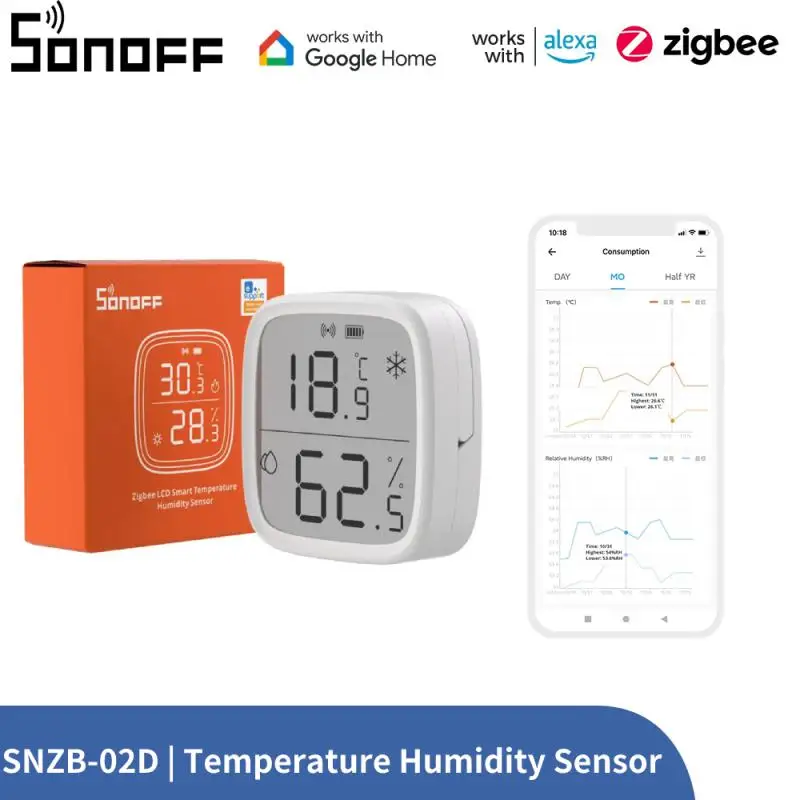 SONOFF SNZB-02D Ewelink Zigbee Smart Temperature Humidity Sensor Home Automation Real-time Monitor Alexa Google Home Assistant