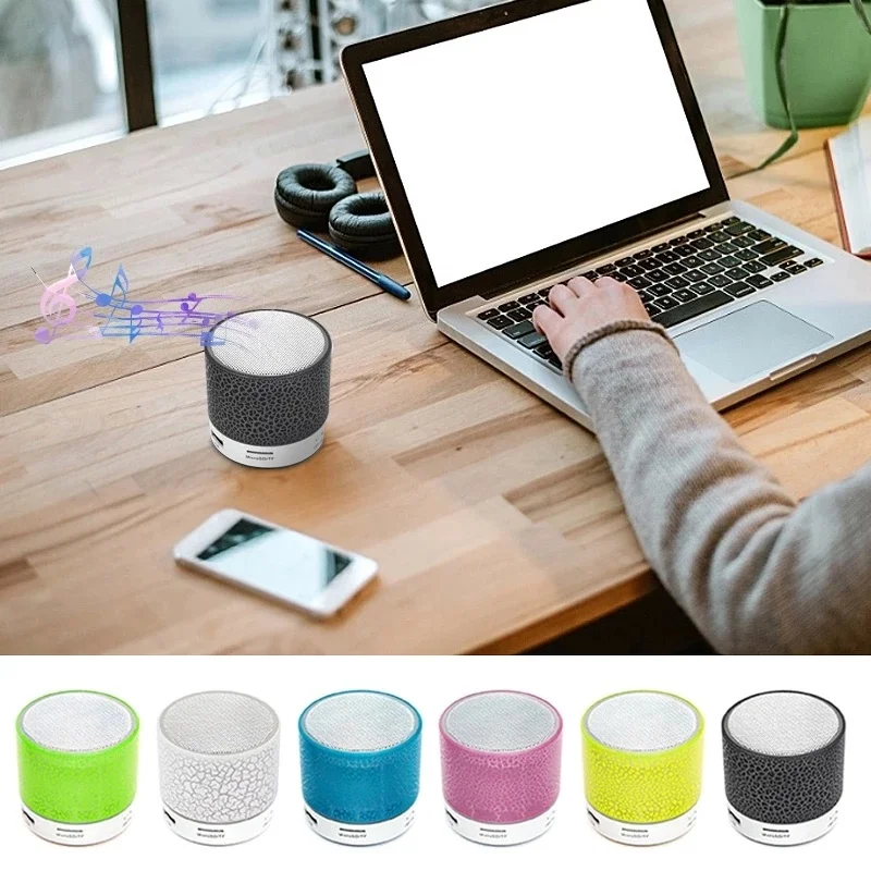 Mini Portable Speaker Bluetooth MP3 Wireless Car Audio Dazzling Crack LED Lights Subwoofer Support TF Card USB Charging For PC