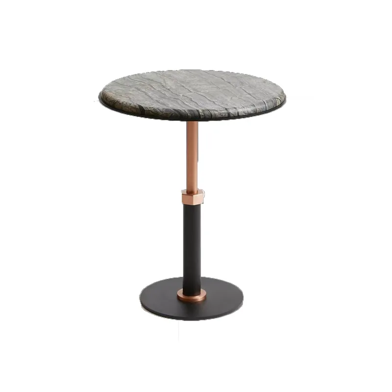Light luxury, marble, small round table, modern, simple, stainless steel, sales office