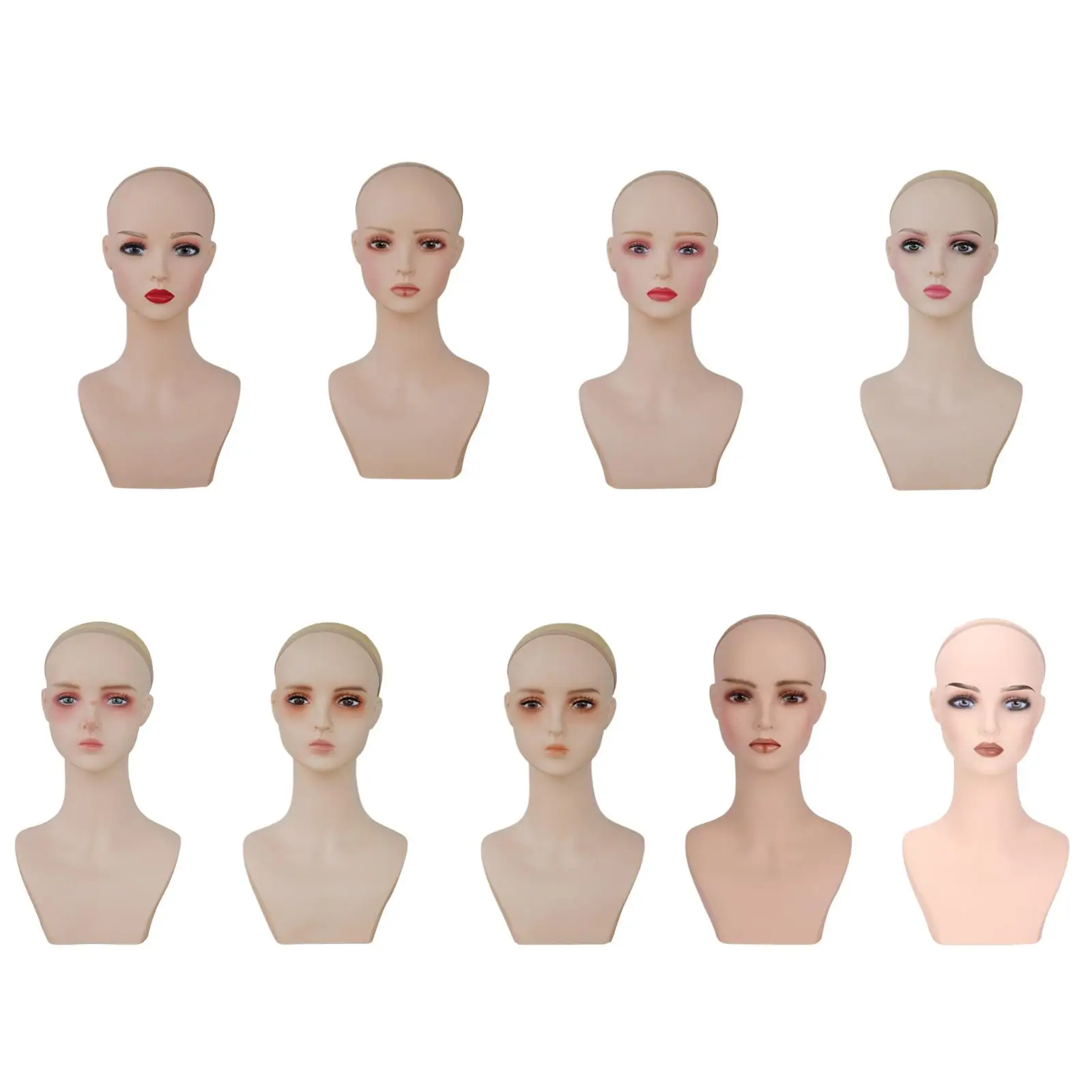 Female Mannequin Head with Makeup Stable Tabletop Portable Display Prop Manikin Head Display Model for Personal Use Salon