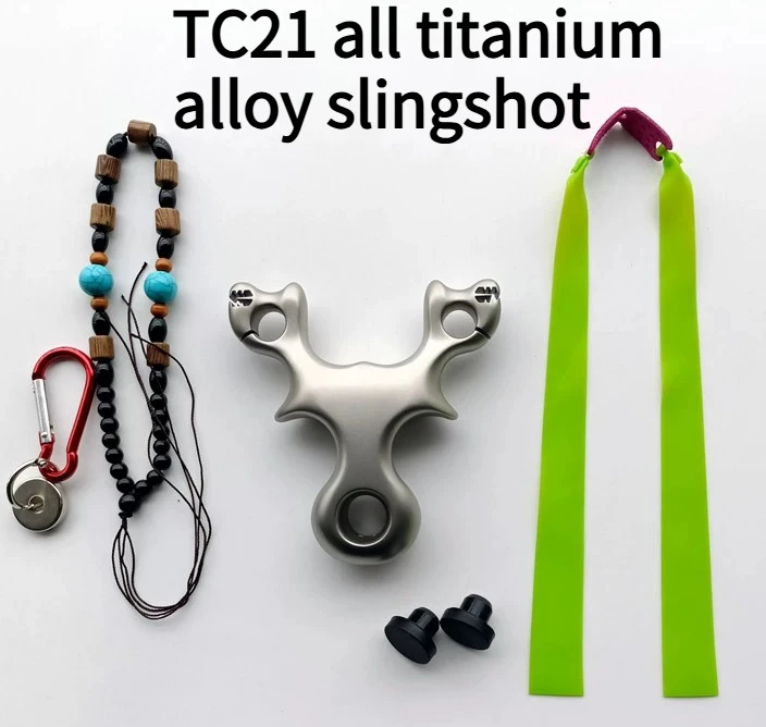 High End TC21 All Titanium Alloy Slingshot with Aiming Point Traditional Bow with Anti Bending Outdoor High-precision Slingshot