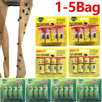 1-5bag Sticky Fly Paper Double Sided Fly Trap Paper Strip Pest Control Sticky Glue Paper Non-Toxic Easy To Use Indoor Outdoor Us