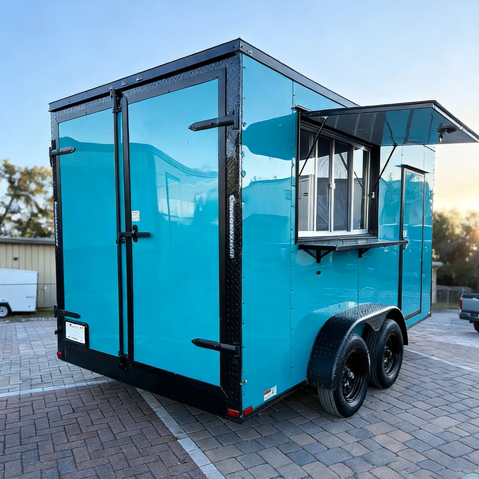 

Custom Mobile Food Trailer with Pizza Oven, Professional Catering Kitchen Trailer for Burgers, Tacos, Coffee & Street Food Busin
