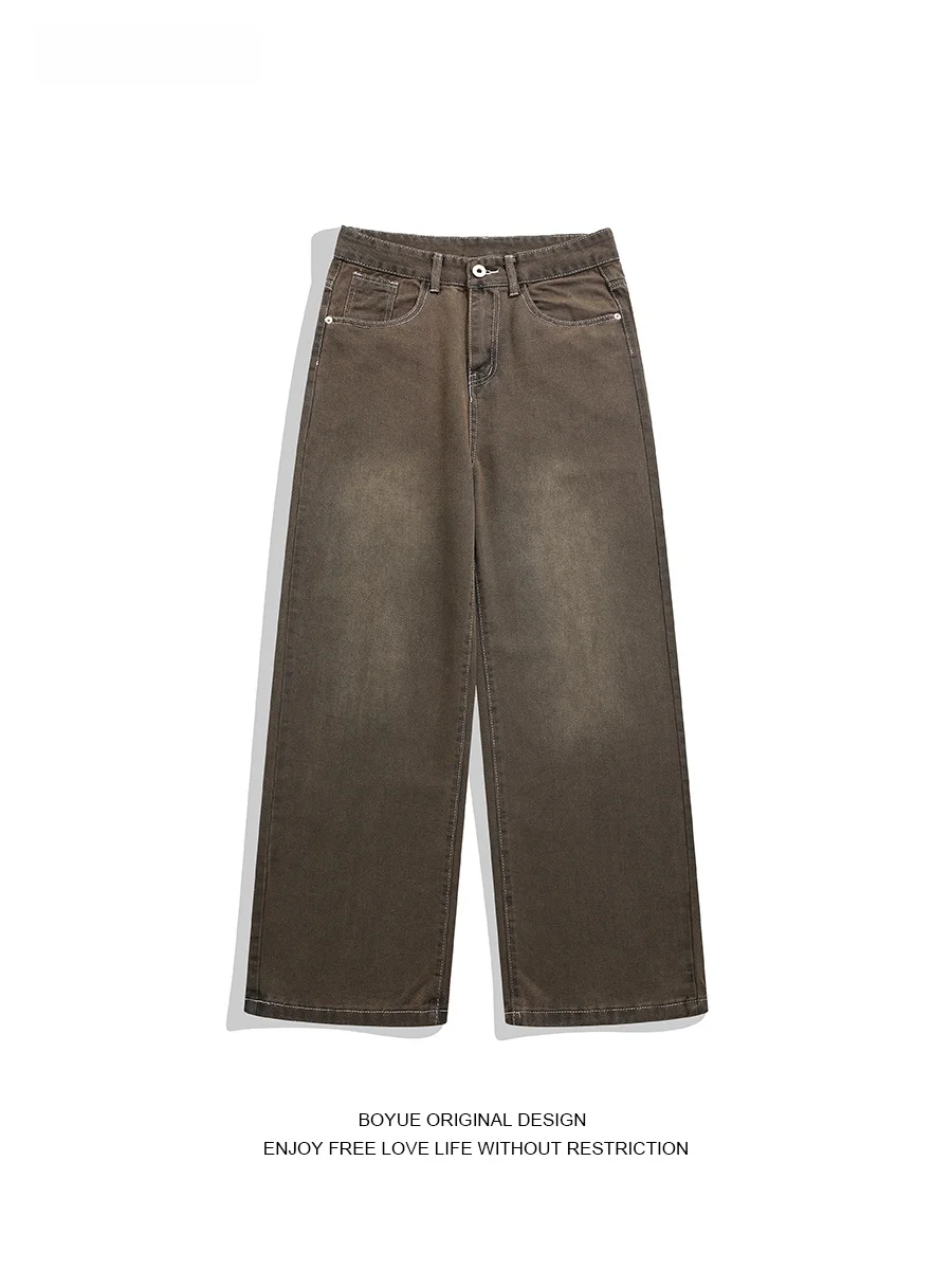 

Мужские джинсы Boyue Vintage Distred с прямыми штанинами, повседневные свободные джинсовые брюки в уличном стиле для подростков