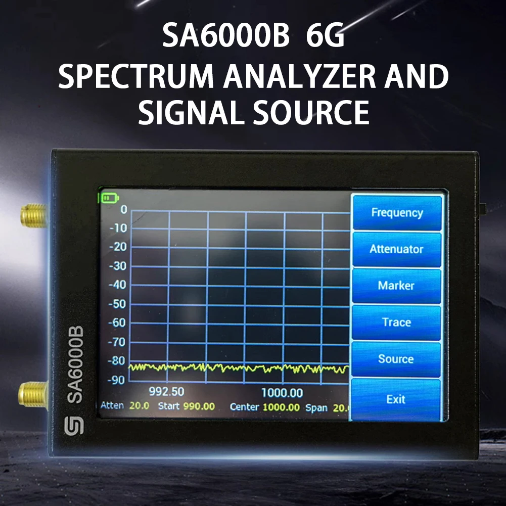 SA6000B 2-in-1 RF Signal Source 4inch TFT LCD Portable Spectrum Analyzer Signal Generator Used As Mobile Phone RF Power Detector