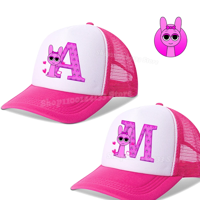 

Sprunkis Pinki Baseball Cap Girl Women Letters A-Z Anime Cute Hot Game Print Hat Outdoor Casual Sunshade Summer Kawaii Kids Gift