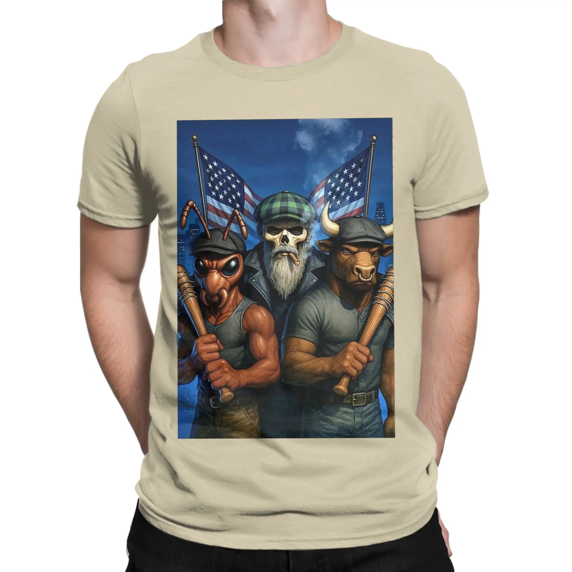 

Ant Ox Unbox Skally Cap T Shirt Summer Hooligans All American Collab Vintage T Shirts Cotton Short Sleeves Loose Clothes